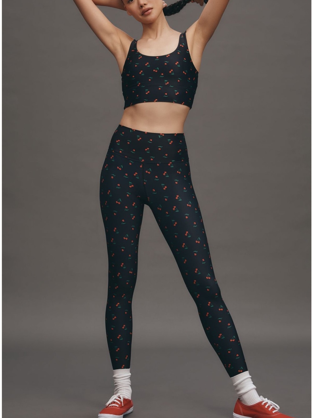 NWT BEACH RIOT CHERRY 🍒 PIPER LEGGING LEAH CROP BRA TOP 2PC SET ANTHROPOLOGIE